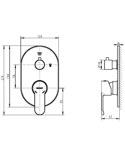 Смеситель для ванны Bravat New Moon P69191C-2
