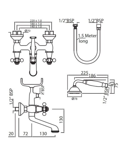 Смеситель для ванны Jaquar Queen’s QQT-CHR-7267SHK