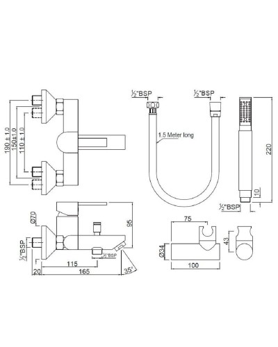 Смеситель для ванны Jaquar D'Arc DRC-CHR-37119SHK