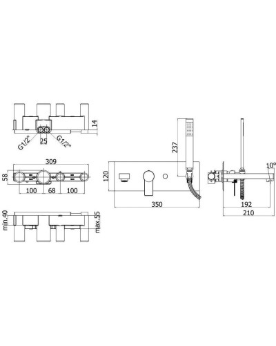 Смеситель для ванны Paffoni Tango TA001CR