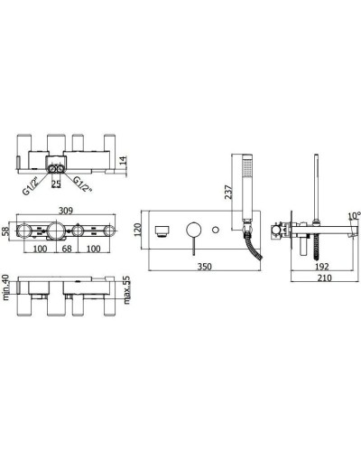 Смеситель для ванны Paffoni Rock RO001CR