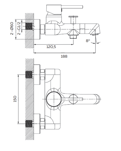 Смеситель для ванны AltroBagno Intento 0218 Cr