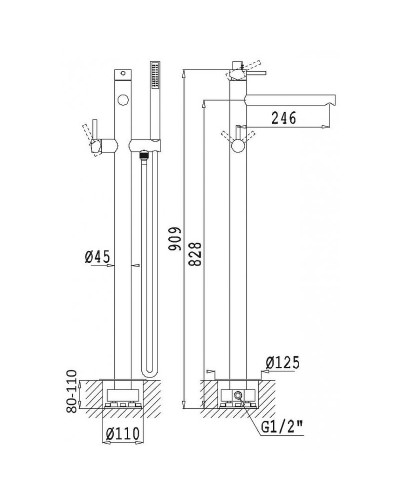 Смеситель для ванны Cezares Czr CZR-B-VDP-03 Золото