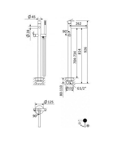 Смеситель для ванны Cezares Leaf LEAF-VDP-L-01 Хром