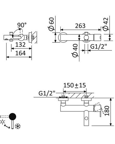 Смеситель для ванны Cezares Leaf LEAF-VD-L-01 Хром