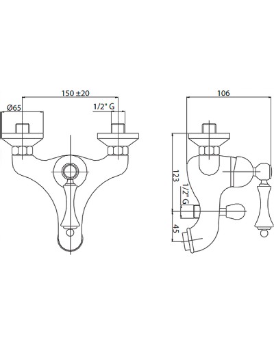 Смеситель для ванны Cezares Margot MARGOT-VM-01-N Хром