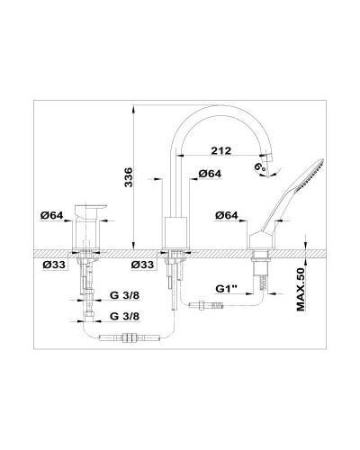 Смеситель на борт ванны Teka Formentera 621520200