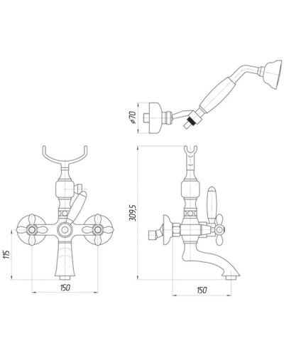 Смеситель для ванны Migliore Princeton Plus ML.PRP-8002.DO