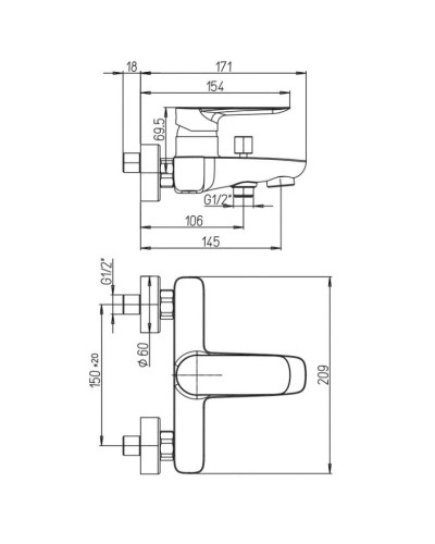 Смеситель для ванны Paini Nove 09BY111LMKM