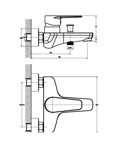 Смеситель для ванны Orange Flipo M60-100cr