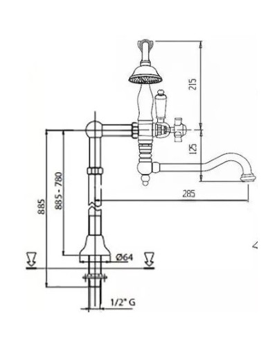 Смеситель для ванны Cezares Diamond DIAMOND-VDP2-03/24-Sw Золото 24 карат