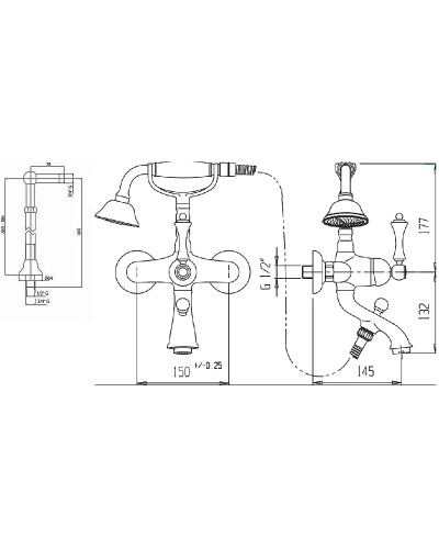 Смеситель для ванны Cezares Margot MARGOT-VDPS-01-Bi Хром