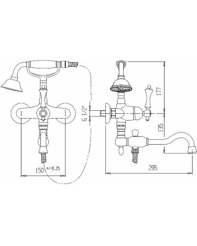 Смеситель для ванны Cezares Margot MARGOT-VDFM2-03/24-N Золото 24 карат