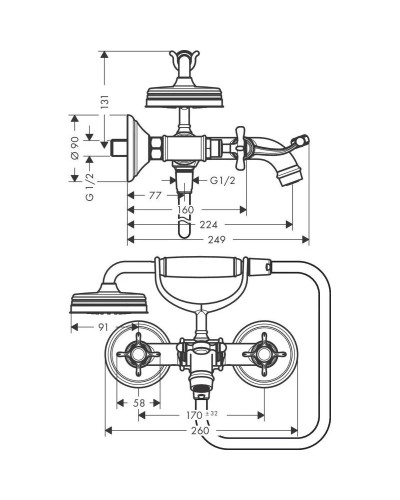 Смеситель для ванны Axor Montreux 16540000