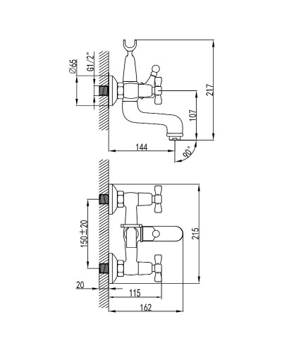Смеситель для ванны Lemark Benefit LM2502C Хром