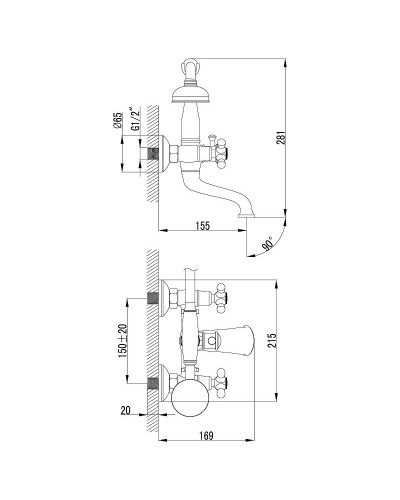 Смеситель для ванны Lemark Vintage LM2812B Бронза