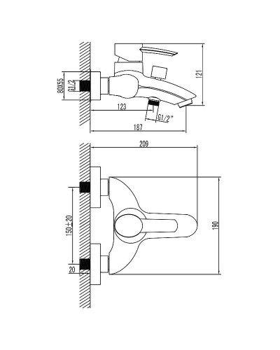 Смеситель для ванны Lemark Atlantiss LM3202C Хром