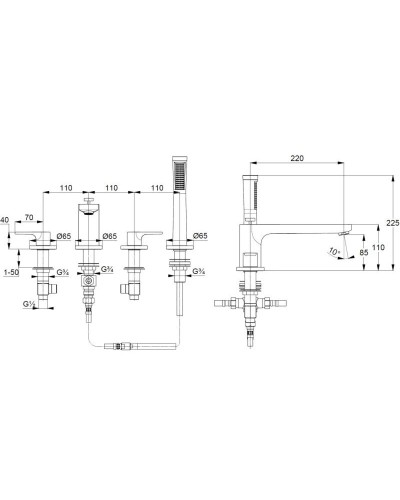Смеситель на борт ванны Kludi Zenta SL 484240565