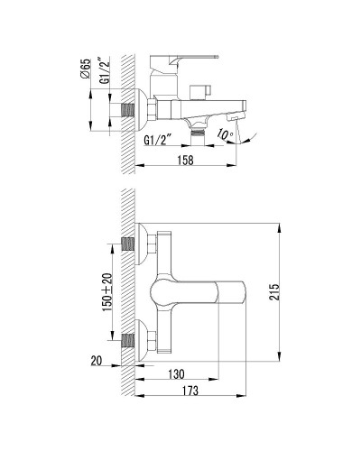 Смеситель для ванны Lemark Plus Grace LM1512C Хром