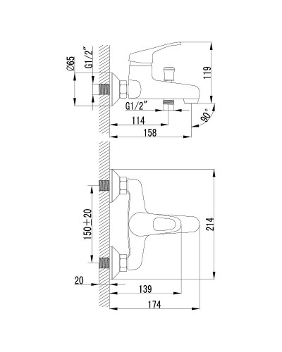 Смеситель для ванны Lemark Omega LM3102C Хром