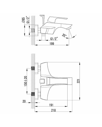 Смеситель для ванны Lemark Unit LM4502C Хром