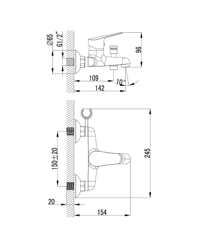Смеситель для ванны Lemark Partner LM6552C Хром