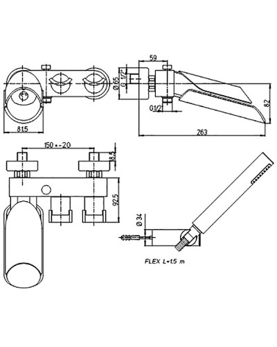 Смеситель для ванны Paini Morgana 73PW105LH Никель Светлый дуб