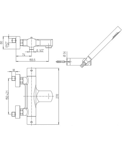 Смеситель для ванны Paini Ovo 86PW105TH с термостатом Никель
