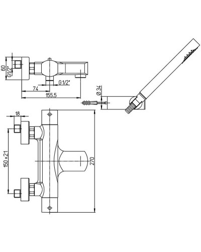 Смеситель для ванны Paini Ovo 86CR105THKM с термостатом Хром