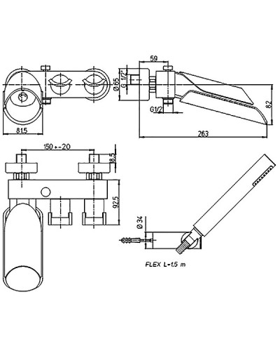 Смеситель для ванны Paini Morgana 73CR105LZKM Хром Коричневый