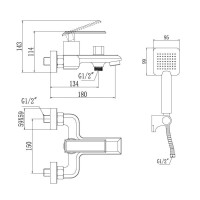 Смеситель для ванны Savol 100 S-600103T