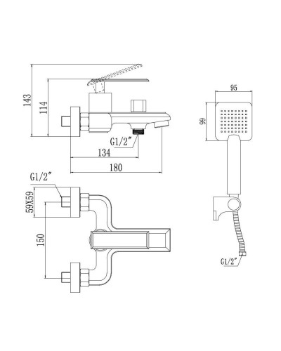 Смеситель для ванны Savol 100 S-600103T