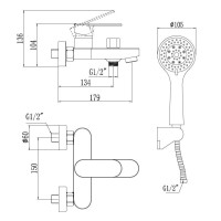 Смеситель для ванны Savol 300 S-600303