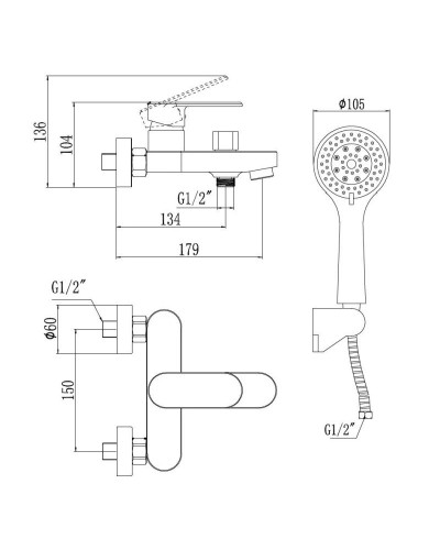 Смеситель для ванны Savol 300 S-600303