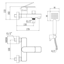 Смеситель для ванны Savol 700 S-600703K