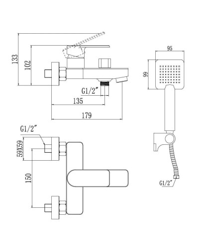 Смеситель для ванны Savol 700 S-600703K