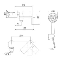 Смеситель для ванны Savol 800H S-601808H