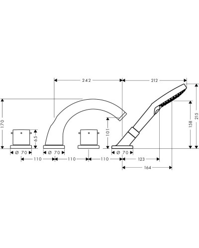 Смеситель на борт ванны Axor Starck 10451000