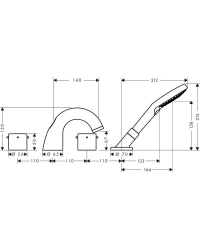 Смеситель на борт ванны Axor Starck 10444000