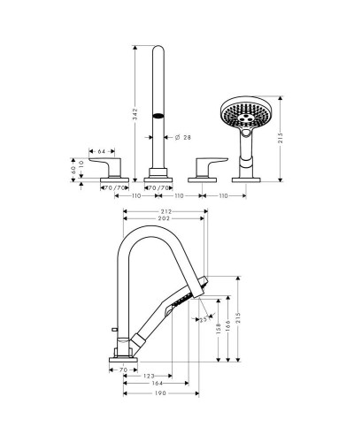 Смеситель на борт ванны Axor Citterio M 34454000