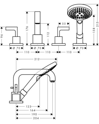 Смеситель на борт ванны Axor Citterio 39454000
