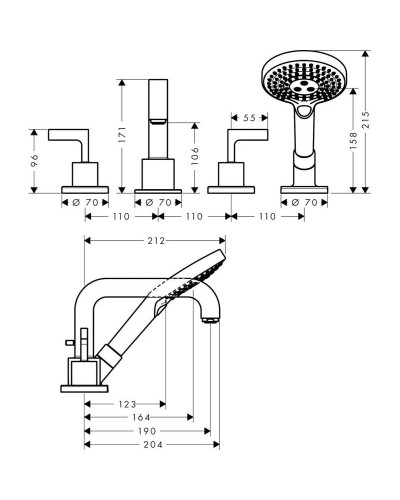 Смеситель на борт ванны Axor Citterio 39446000