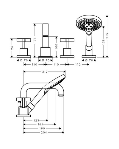 Смеситель на борт ванны Axor Citterio 39445000