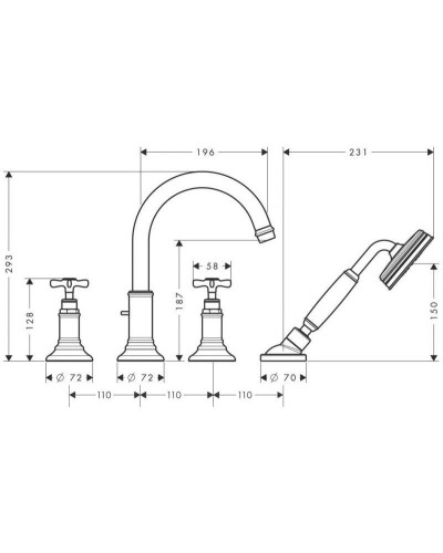 Смеситель на борт ванны Axor Montreux 16546000