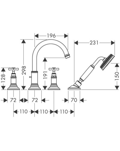 Смеситель на борт ванны Axor Montreux 16544000