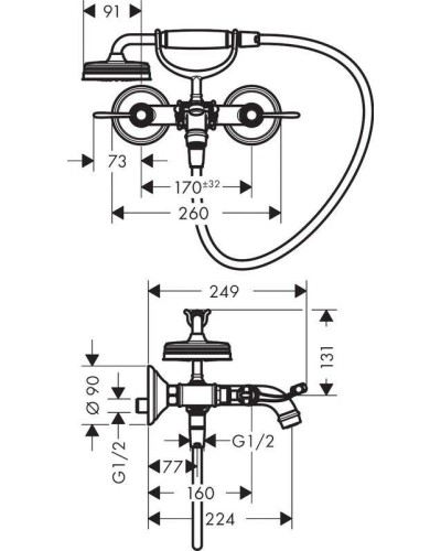 Смеситель для ванны Axor Montreux 16551000