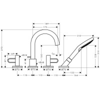Смеситель на борт ванны Axor Uno 38445000