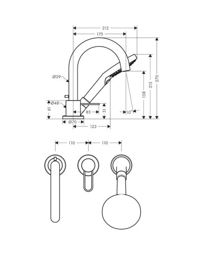 Смеситель на борт ванны Axor Uno 38436000
