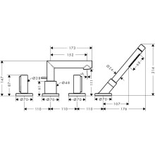 Смеситель на борт ванны Axor Uno 45444000