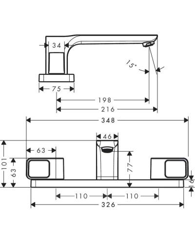 Смеситель на борт ванны Axor Urquiola 11436000